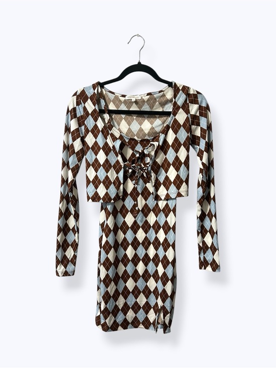 Ultra Flirt Dresses & Skirts - Ultra Flirt Long Sleeve Argyle Top Set